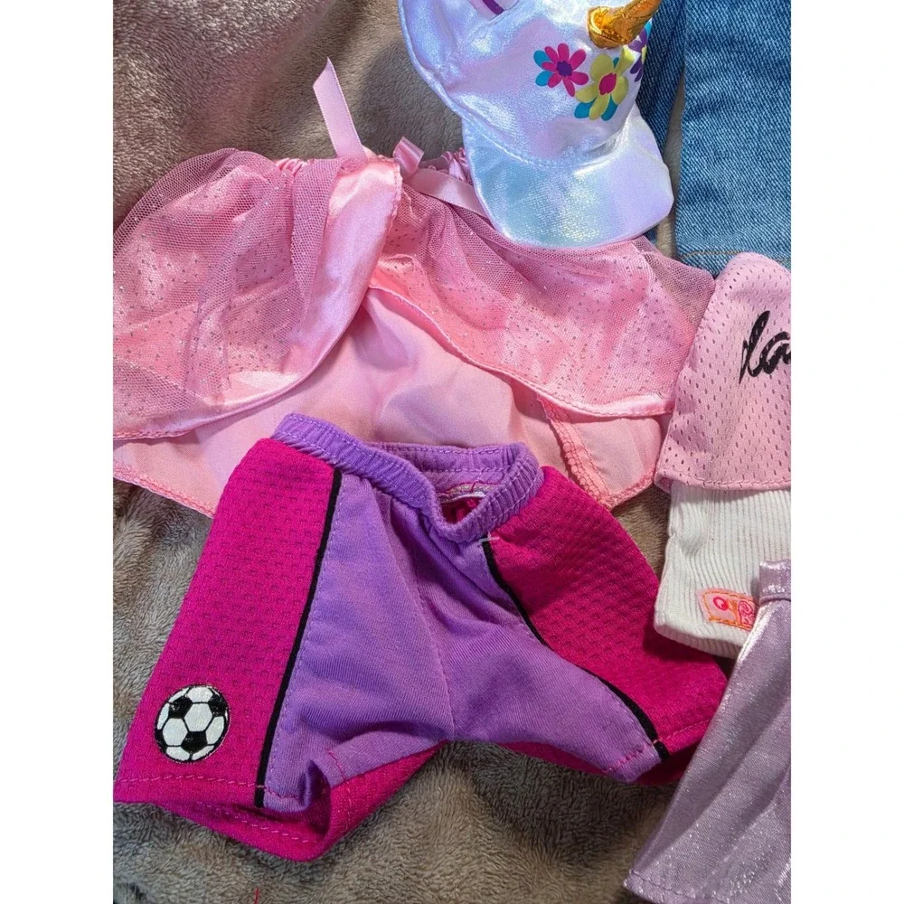 18 Inch Doll Clothes Lot Denim Jeans Skirts Tutu Unicorn Hat Pink